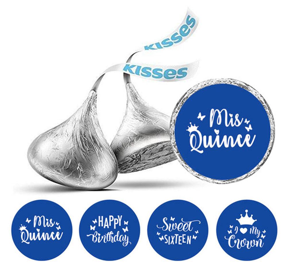 

Darling Souvenir Chocolate Candy Labels 190 Pcs Quinceanera Theme Party Stickers 0.75 Inches Diameter синій
