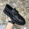 Doudou Shoes Men's 2025 New One-pedal Lazy Loafers Men's Black Cowhide Casual Leather Shoes