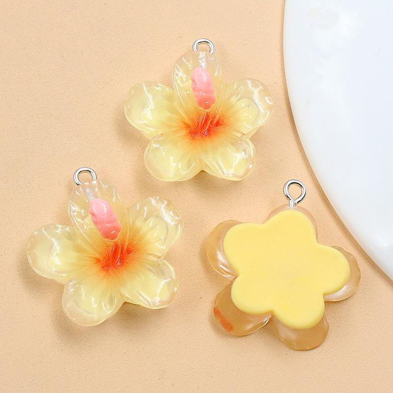 DIY Resin Plant Charm: Transparent Lotus & Cherry Blossom Five-Petal Flower Pendants