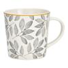 Mug - Décor feuille - Porcelaine - Blanc et gris - Design élégant et moderne