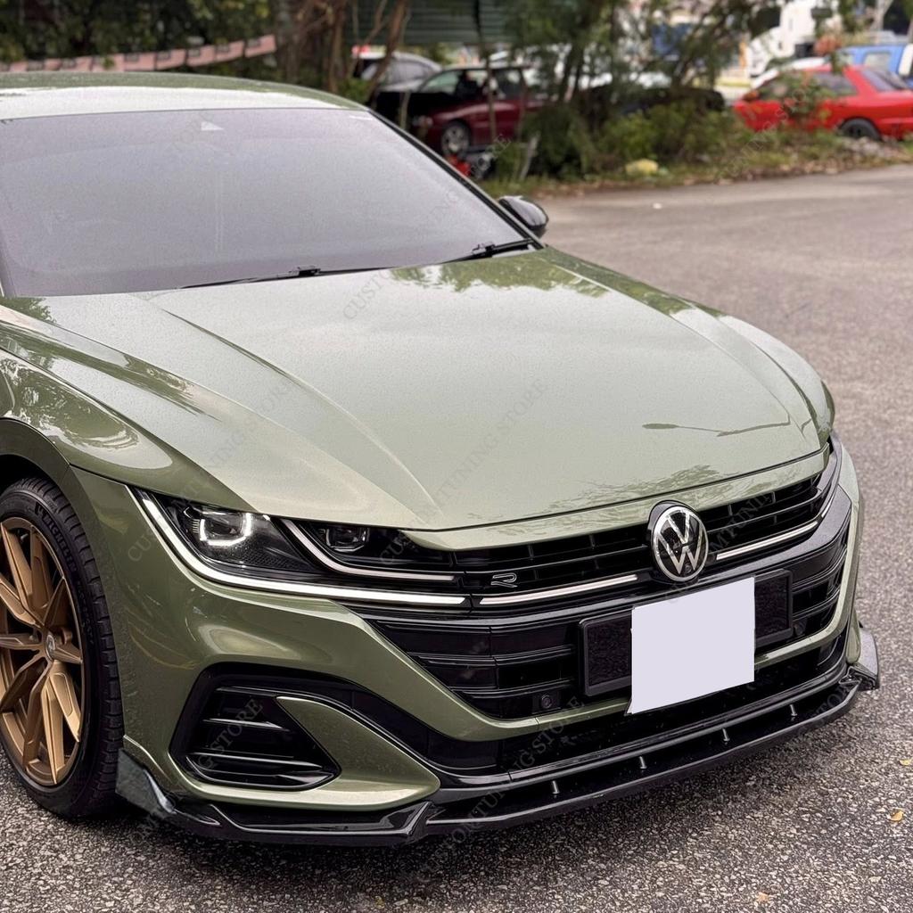 Glänzendes Schwarzes ABS Frontstoßstangenlippe Spoiler Splitter Klinge Diffusor für VW Arteon R-line 2021-2025 Facelift Bodykits Tuning