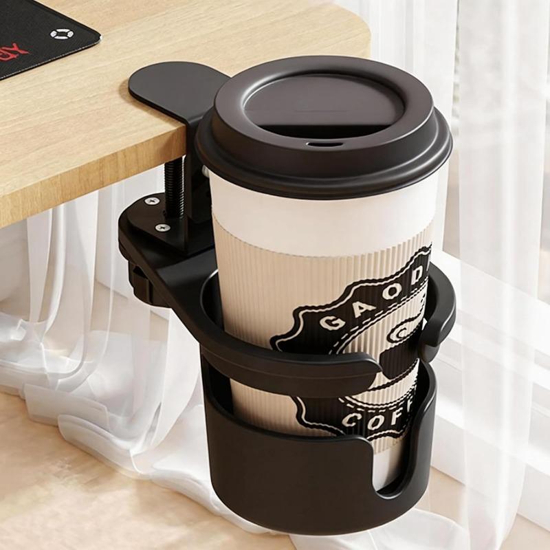 Bohrloser 360° drehbarer Getränkehalter, auslaufsicher, für Gaming-Schreibtisch, Büro, verstellbarer Getränkehalter für Schreibtisch, Tischkante, Kaffeetassen