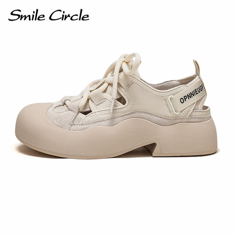 Echtes Leder, klobige, flache Schuhe, runde Zehen, Schnürschuhe, weiche Unterseite, Low-Top-Retro-Freizeitschuhe