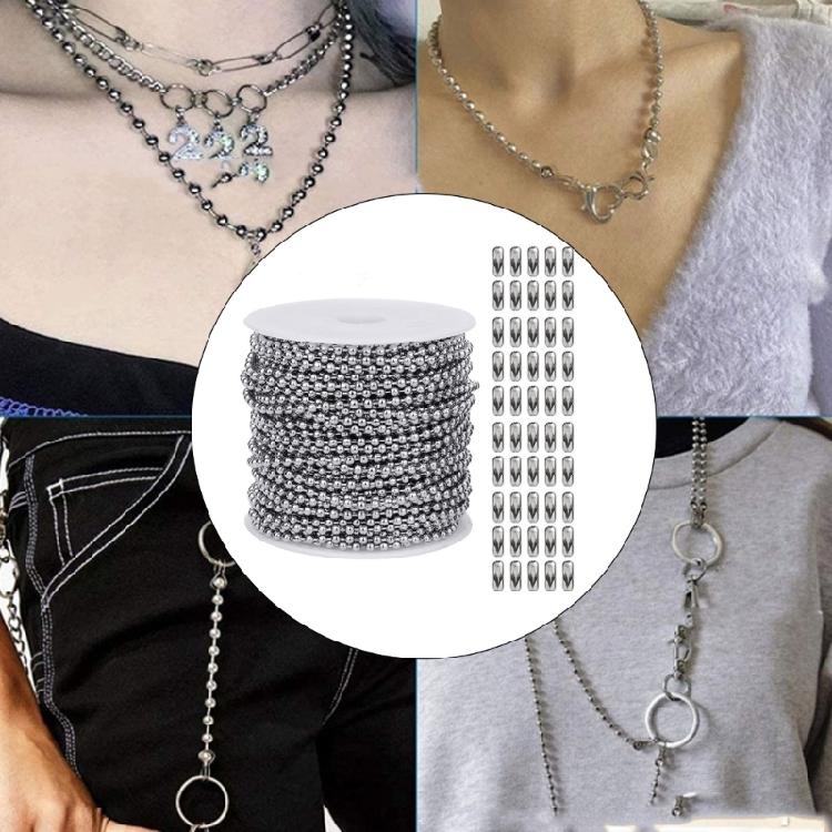 Unisex Sturdy Stainless Steel Beaded Belt Chain with 50 Customizable Waist Buckles Portable Accessory for Trendy Looks