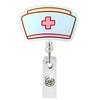 Medical Acrylic Glitter Pill Heart Lung  ID Badge Holder Retractable Badge Reel Rotatable Crocodile Clip for Doctor Nurse