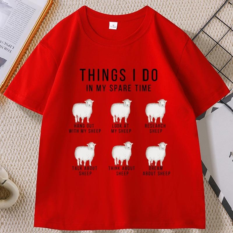

Funny Sheep TShirt Things I Do in My Spare Time Graphic Tees Farm Animal Tshirt Animal Lover Printed Tshirts Streetwear S