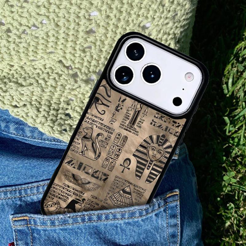 Ancient Egyptian Hieroglyphic Soft Phone Case Cover for IPhone 11 12 13 14 15 16e 17 Pro Max Coque for IPhone 17 Air