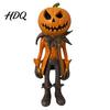Autumn Home Ornament Pumpkin Witch Figurine, Spooky Halloween Statue with Lantern, LED Lighted Night Lamp Vintage Gothic Resin for Tabletop