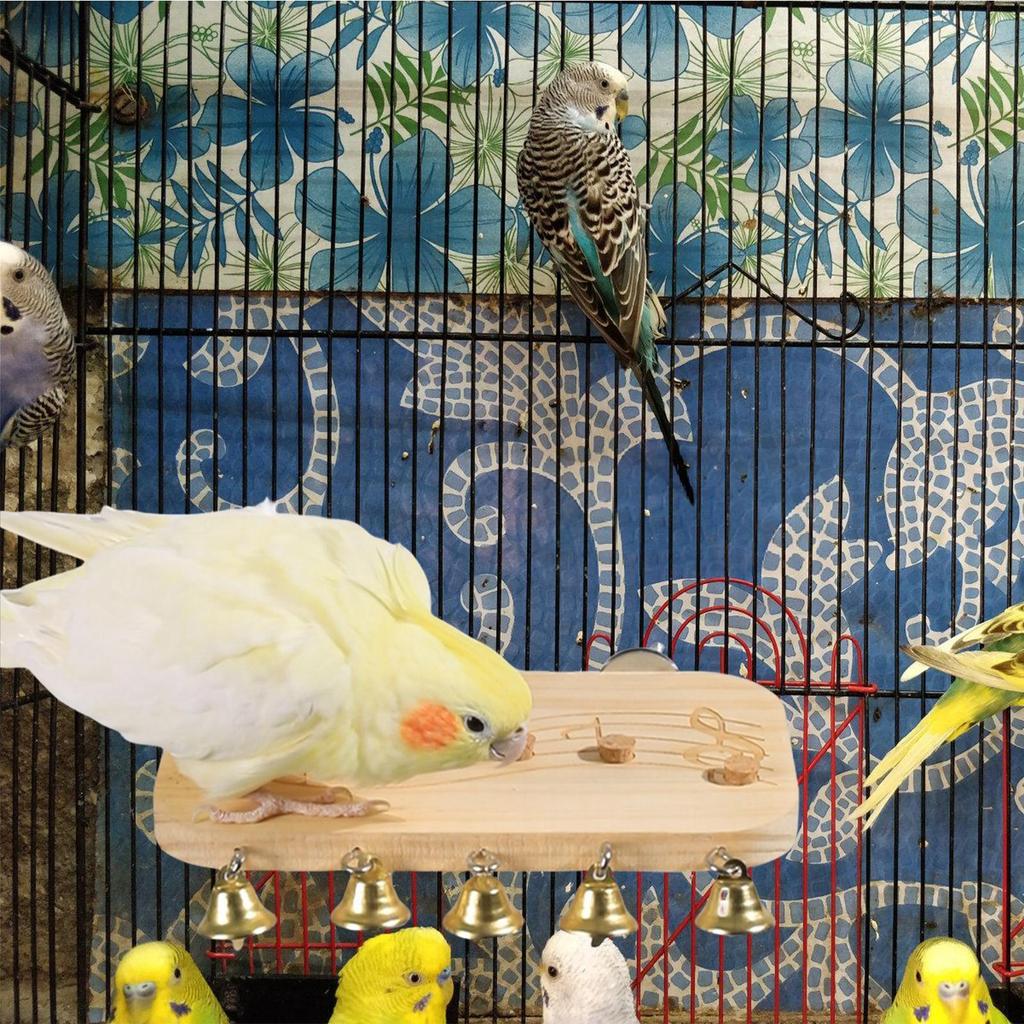 Bird Perches for Cage Wood Parrot Perch Swing Stand Chew Toys Pet Supplies with Bells for Cockatiel Lovebird Small Animals