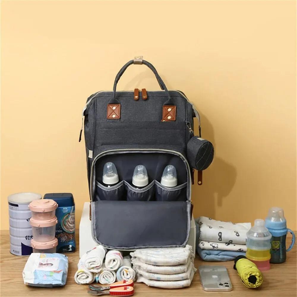Multifunctional Diaper Bag Backpack for Mom Travel Baby Care Bag with USB Charging