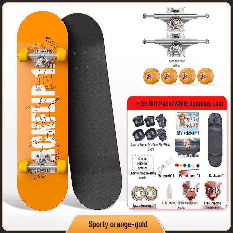 Beginner Entry-Level Double Rocker Skateboard for Street Cruising - Professional Short Board for Boys, Girls, and Adults