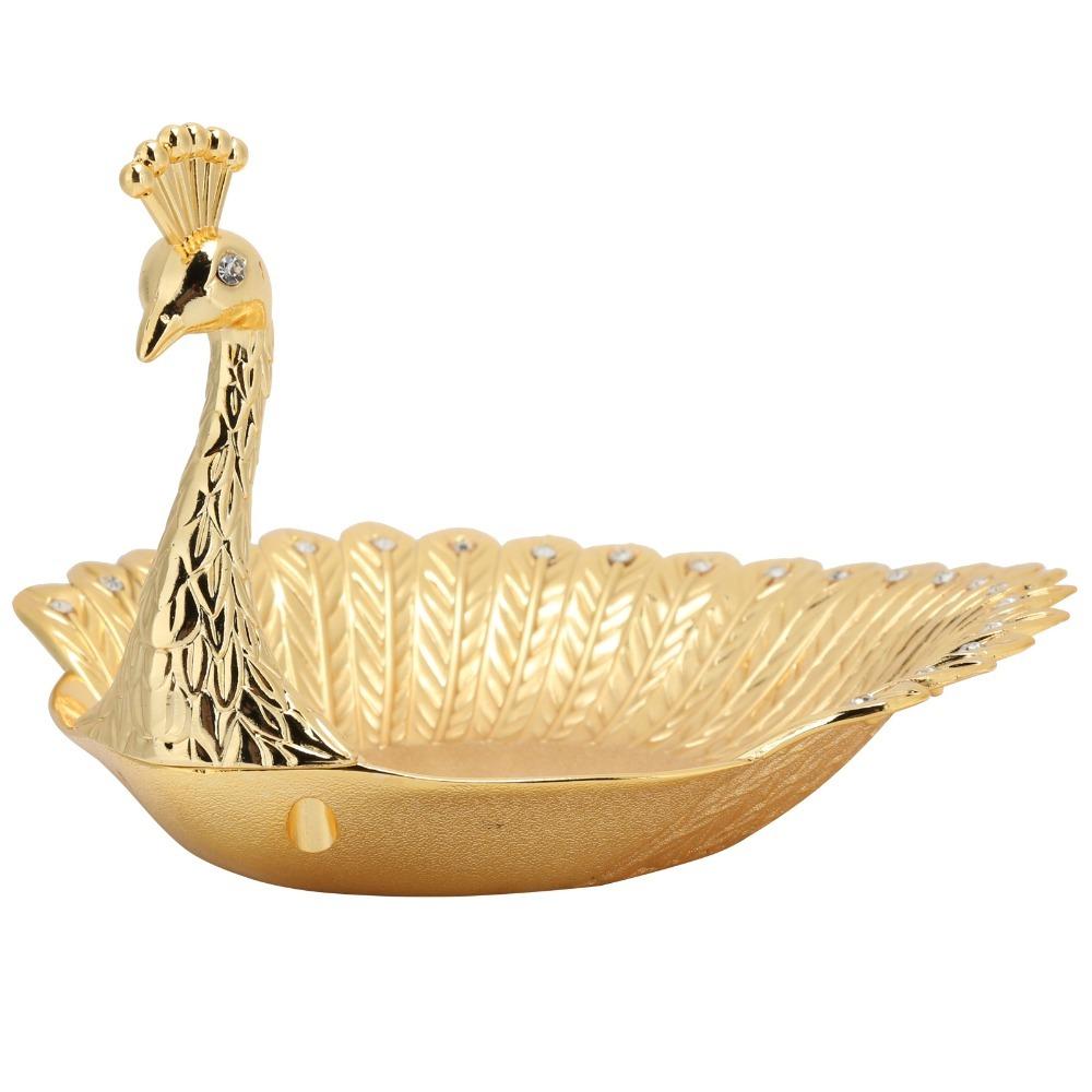 4PCS Golden Metal Fruit Plate Diamond Dried Fruit Tray Candy Servers Serving Bowl Plate  Home Decor