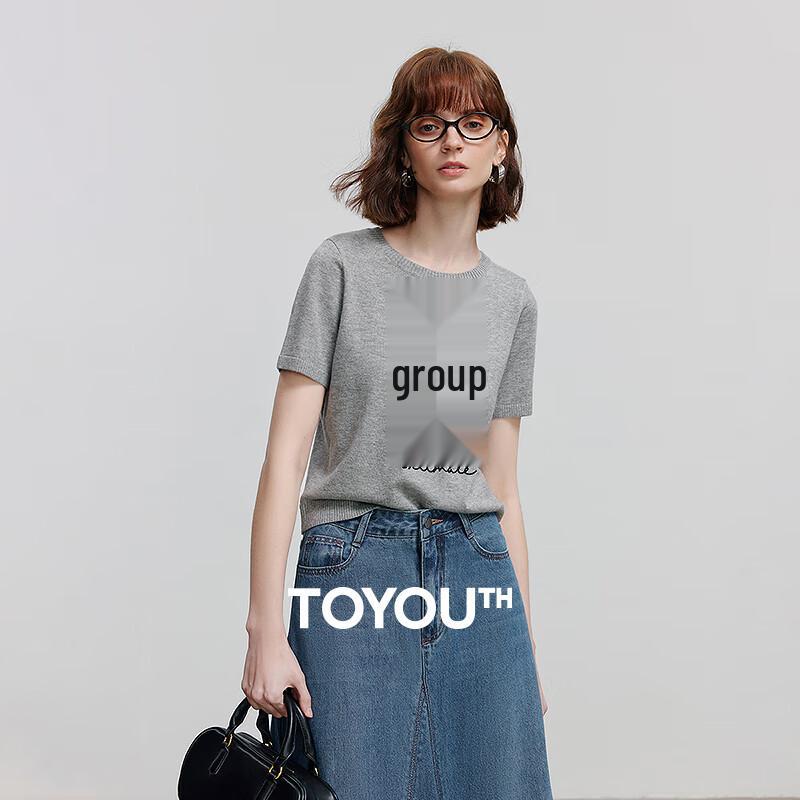 Chuyu Women's 2025 Summer Cartoon Applique Wool Blend Short Sleeve T-Shirt