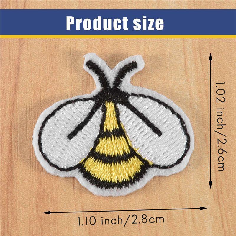 J1UL1N 60PCS Bee Embroidered Patches,Cute Bumble Iron On Embroidered Applique Decoration Sewing Patches For Clothes DIY Patches