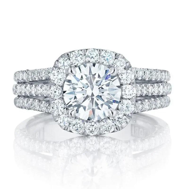 

New fashion ring full of zircon jewelry wedding simple fashion hand jewelry women 5 серебряный