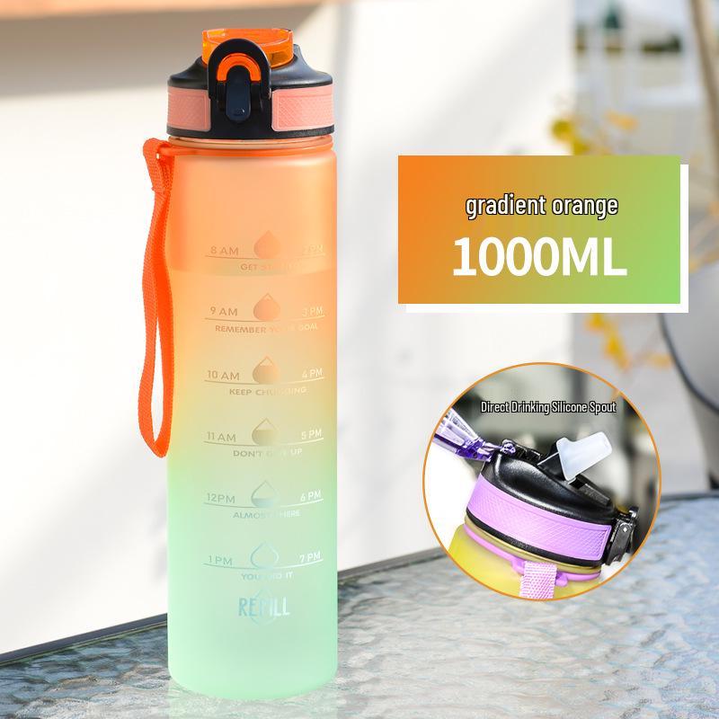 Gradient Color Large Capacity Bounce Lid Plastic Sports Water Bottle for Men and Women