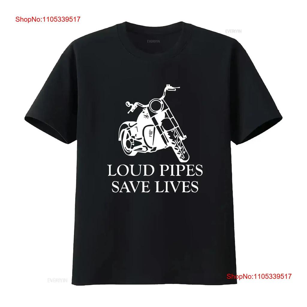 Motorcycle Loud Pipes Save Lives T Shirt Long Sleeves Vintage Washed Streetwear Homme Stretched