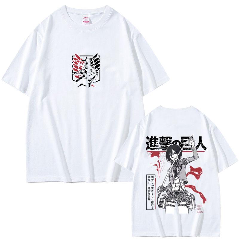 Anime Attack on Titan Mikasa AckerUnisex Merch Tshirt Unisex Women Unisexga Harajuku Oversized T Shirt Male Casual Retro Cotton Tshirts