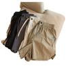 Women's Minimalist Elastic Waist Wide-Leg Cargo Shorts - Petite, Loose, A-Line, Casual Sportswear