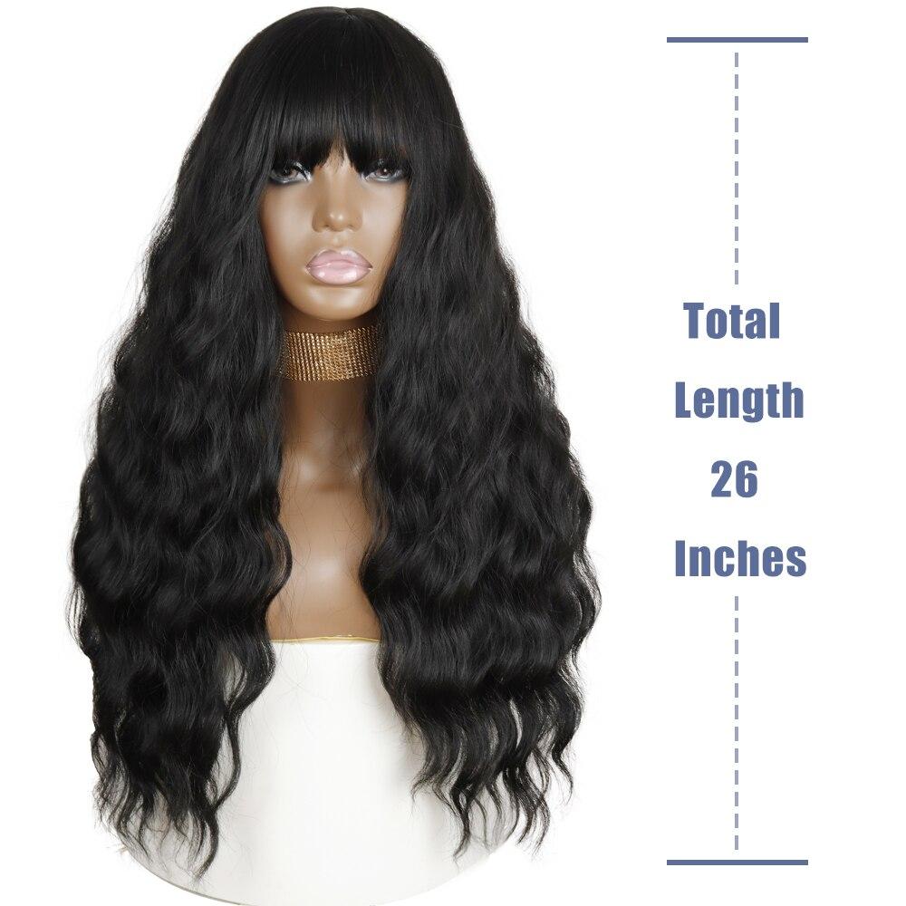 MISSQUEEN Long Water Wave Synthetic Wigs with Pony Natural Black Dark Brown Orange Red Cosplay Daily Heat-resistant Hair Wigs for Women
