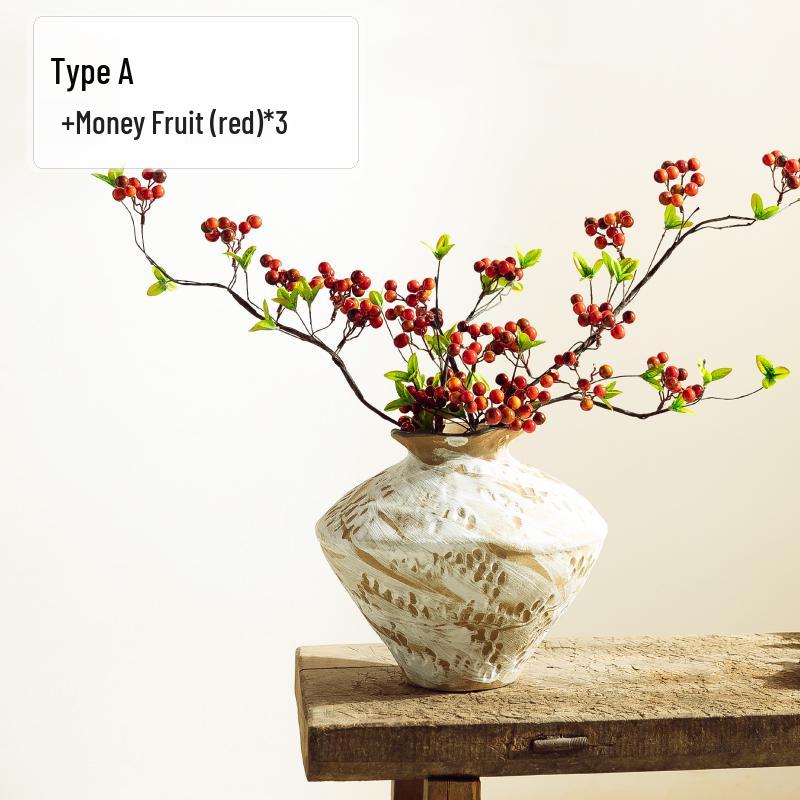 Jingdezhen Wabi-Sabi Keramikvase für Trockenblumen - Retro-Stil für Wohnzimmer oder Esstisch