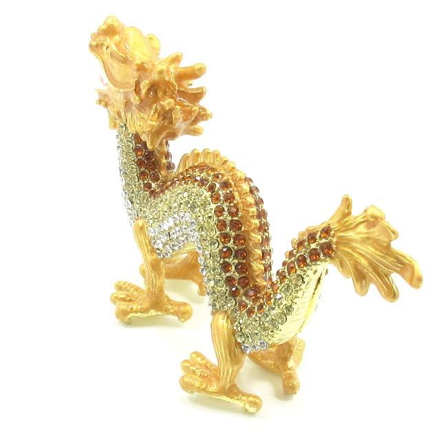 Dragon Figurine Feng Shui Yellow Dragon Good Luck Golden Dragon Rhinestone Dragon Figurine Five Claw Dragon Yellow Gold Wish Dragon Dragon Dragon Feng