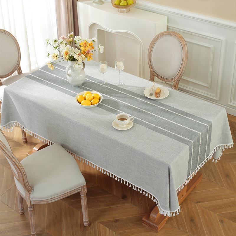 

Rectangular Dust Tablecloth Washable Cloth Cotton Linen Tassel Decor Dinning Gray,140*140cm/55.12*55.12in