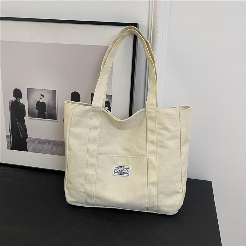 Large capacity tote bag, simple commuter shoulder bag, college student class armpit bag, canvas bag