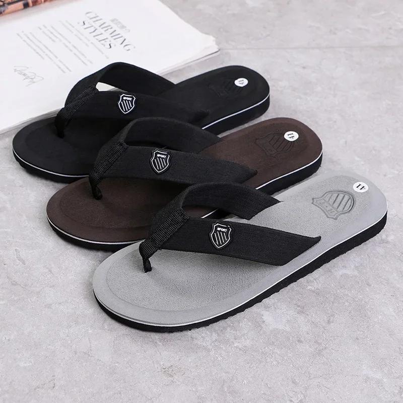 Casual Slippers For Men Flip Flops Beach Sandals Summer Non-Slip Fashion Flat Slides Outdoor Slippers Indoor House Shoes Male