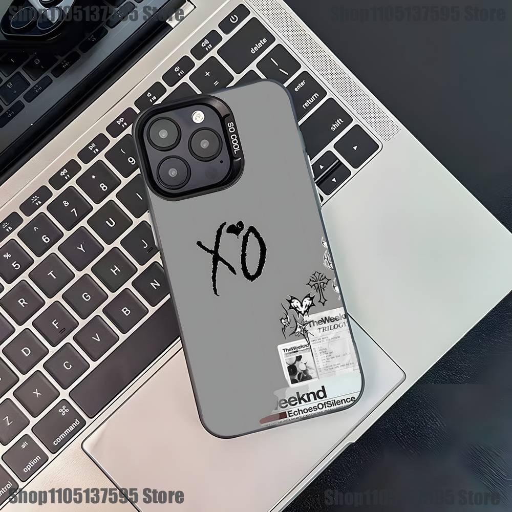 Coque de téléphone XO The W-Weeknd Pour iPhone 17,16,15,14,13,12,11,Pro,XS,Max,Plus,Mini,SE Noir Bonbon Mat Housse antichoc