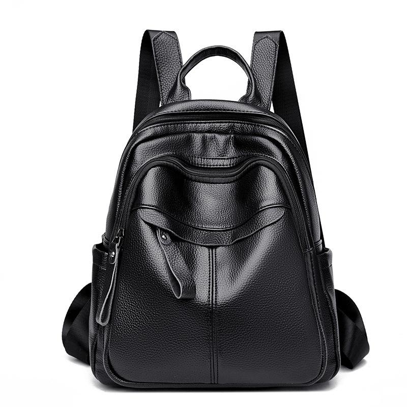 Simple Backpack for Women New Korean Style Trendy Women Fashion Versatile Schoolbag Travel Bag Women Soft Leather Casual Backpack