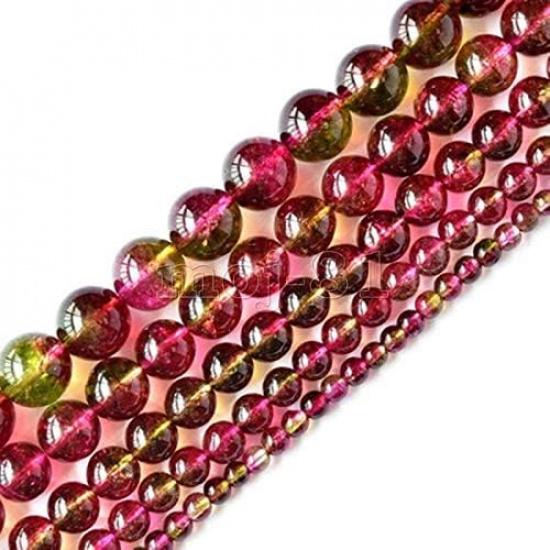 4mm-18mm Natural Watermelon Tourmaline Round Gemstone Loose Beads 15" AAA - (Beads Size::8mm)