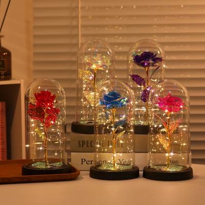 1pc Artificial Rose Flowers Valentines Day Gift for Girlfriend Eternal Rose LED Light Foil Flower Wedding Decor Christmas Gifts