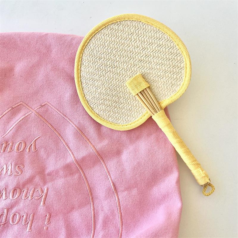 

Красочный веер из пальмовых листьев ручной работы, веер из соломы и бамбука в китайском стиле, летний веер-охладитель от комаров, подвеска для домашнего декора