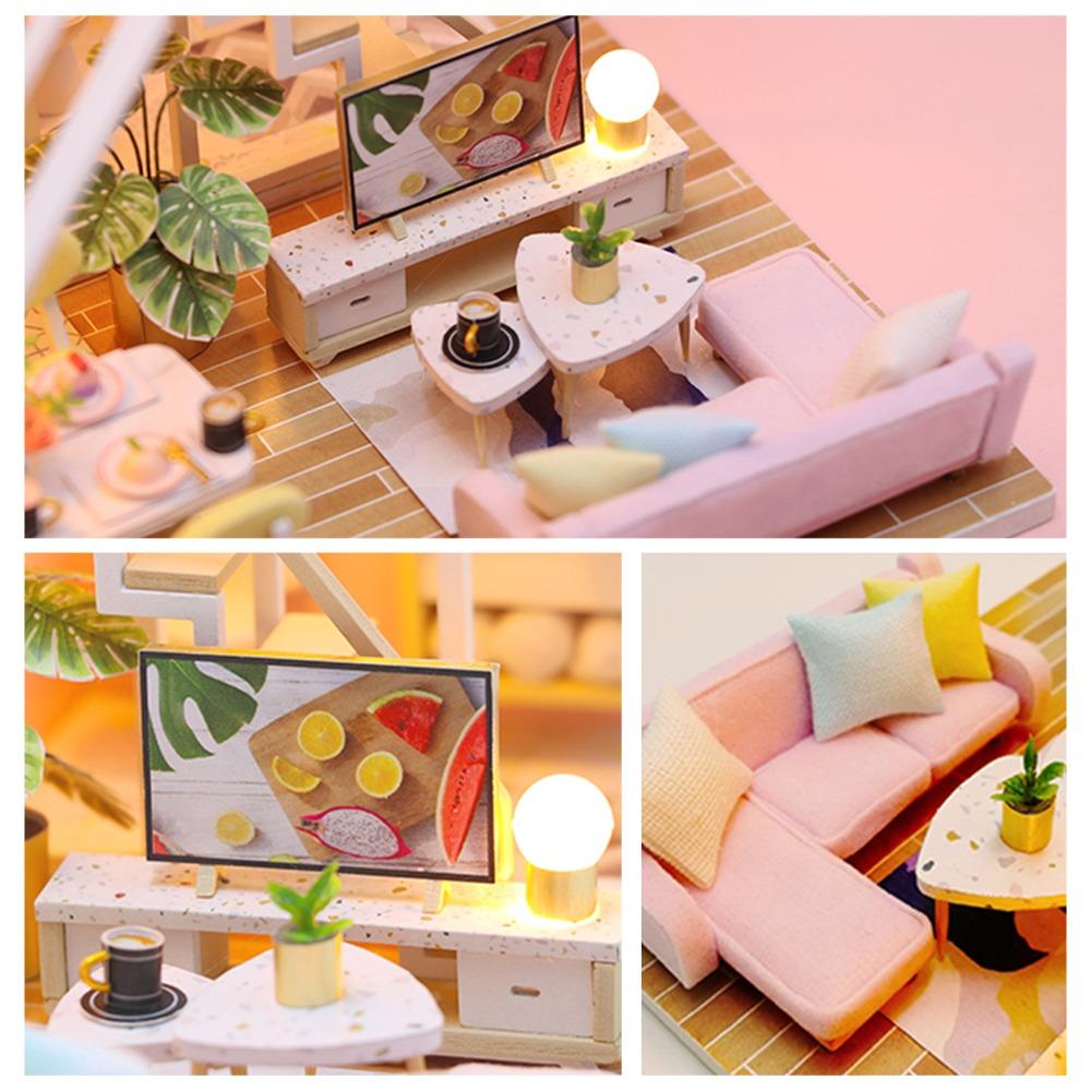 LED Light Miniature Dollhouse Kit Furniture Included Craft Dollhouse Hobbyists