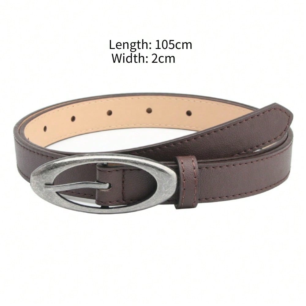 Oval Ancient Silver Alloy Buckle Belt for Women's Fashionable Personality Casual Versatile Jeans Decorative Belt