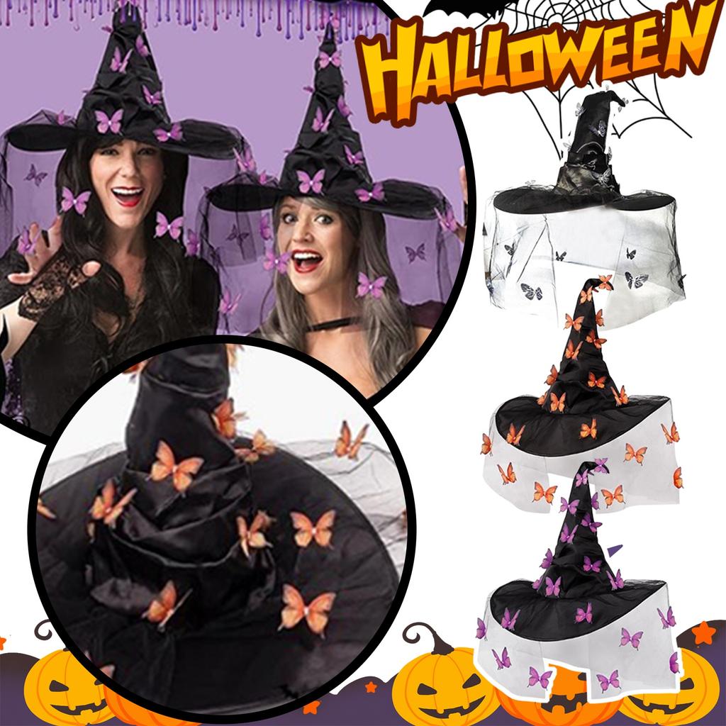 Halloween Women's Witch Hats, Folded Pointed Hats, Wide-brimmed Witch Hats Are For Adult Halloween And Stage Performances.