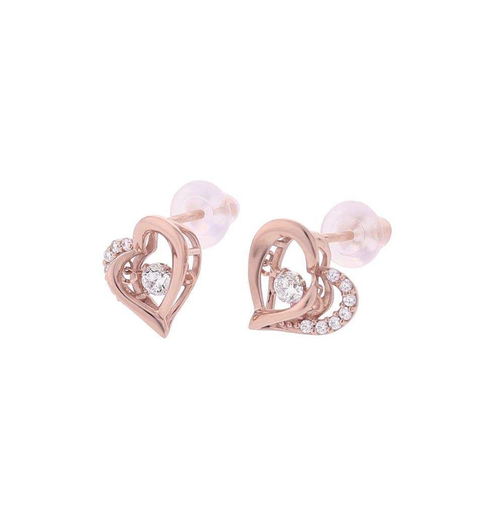 ESTELLE [WEB Exclusive] Dancing Stone Cubic Zirconia Silver and Pink Gold Plated Dancing Stone Heart Motif Earrings (0771-0397-0011-0000)
