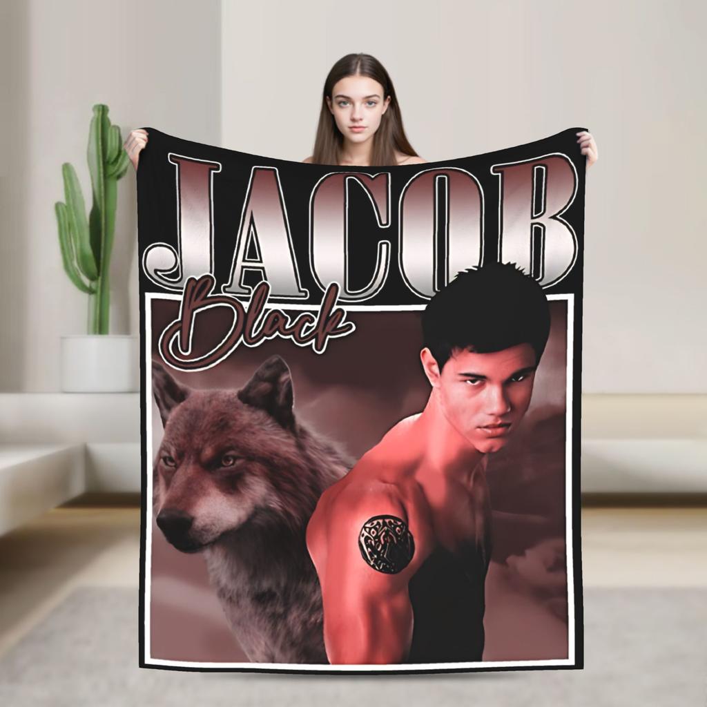 Twilight Jacob Black Cozy Blankets Novelty Travel Car Throw Blanket Home Decor Flannel Bedspread Sofa Bed Cover