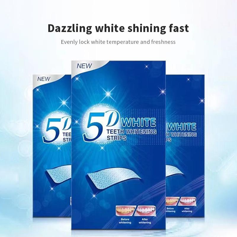 7 Pairs/Box 5D Teeth Whitening Stickers Dazzling White Dental Stickers Dental Film Dental Cleaning Patches