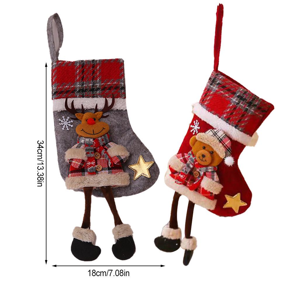 Weihnachtsstrümpfe Elch Bär Puppe Cartoon Socken Snackbehälter Schaufenster Weihnachtsbaum Goodie-Bag Hängeanhänger Party Feiertag