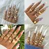 Niche Fashion Butterfly Love Imitation Pearl Ring Design Geometric Leaf Multi-joint Ring Set