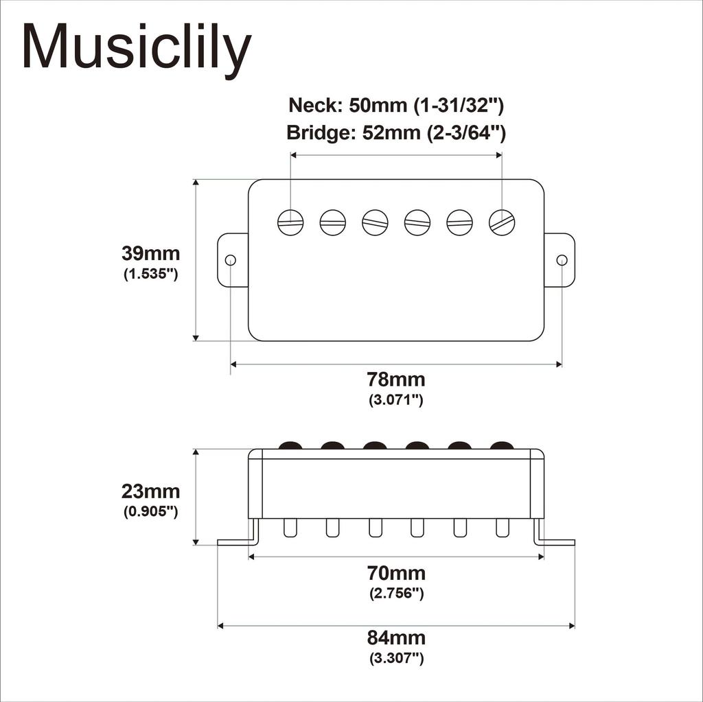 Musiclily Basic Ceramic Magnet Covered Humbucker Neck Bridge Pickup Set for Electric Chrome Guitar,