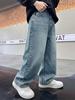 Trendige Koreanische Jeans für Kinder - Lässige Sportliche Straight-Leg Hosen für Teenager für Frühling/Herbst