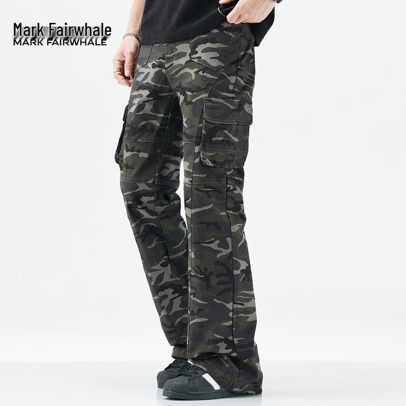 Mark Fairwhale Men's Camouflage Slim Fit Flare Cargo Pants
