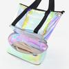 Holographic Transparent Beach Tote Bag Waterproof Large Capacity Travel Bag Dry Wet Separation Summer Swimming Shoulder Bag