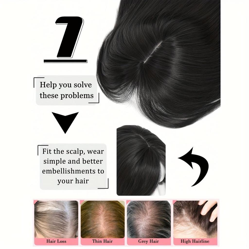 14 Inches Top Piece Clip In Synthetic Hair Toppers Hair Pieces with Bangs for Women with Thinning Hair