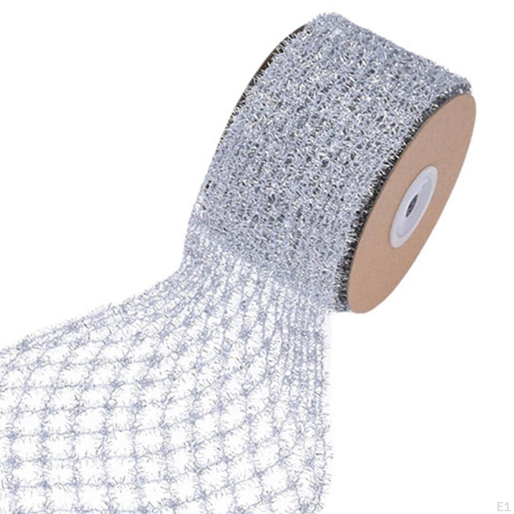 1 Roll Christmas Ribbon Mesh for Making Bows, Flower Bouquets, Wreaths, Garlands