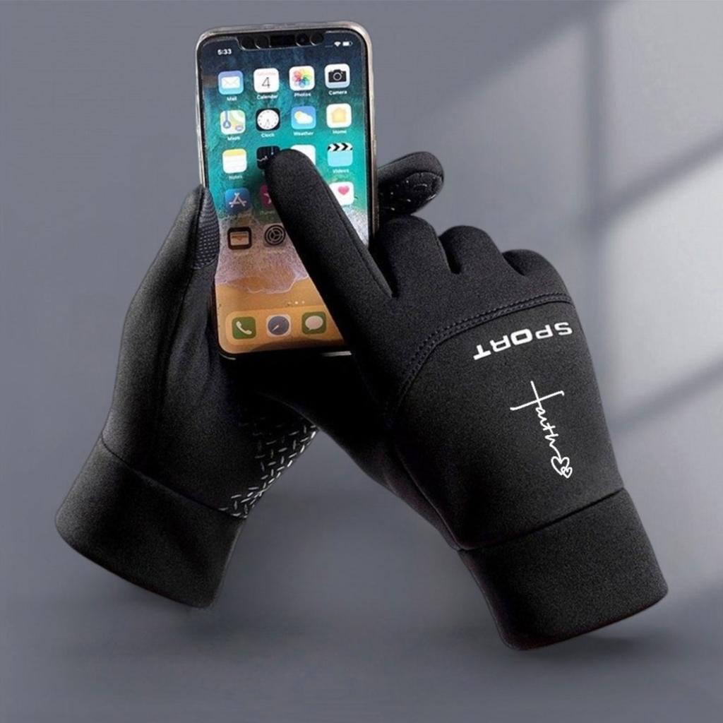 Winter gloves white cross and love print design warm and cold-proof gloves