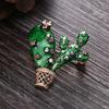 Vintage Colorful Rhinestone Green Enamel Cactus Brooches For Women Men Elegant Classic Cactus Potted Plant Buckle Pins Jewelry